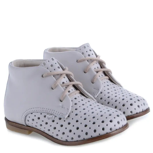 Emel White Perforated Lace Up First Walker E - FIRST WALKER