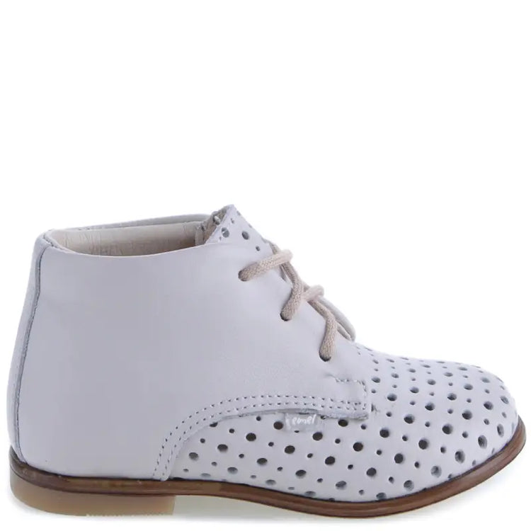 Emel White Perforated Lace Up First Walker E- FIRST WALKER