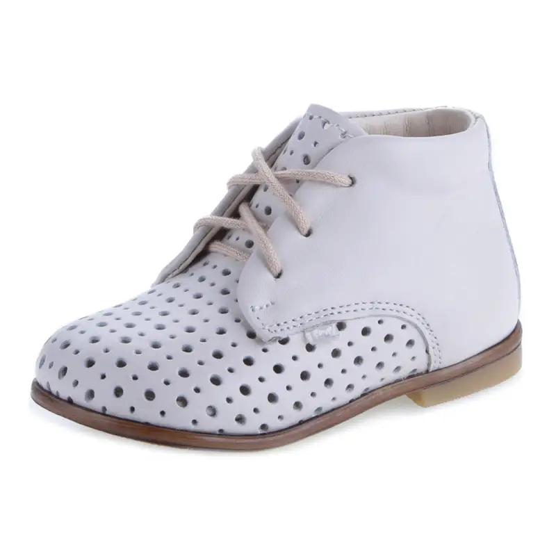 Emel White Perforated Lace Up First Walker E - FIRST WALKER