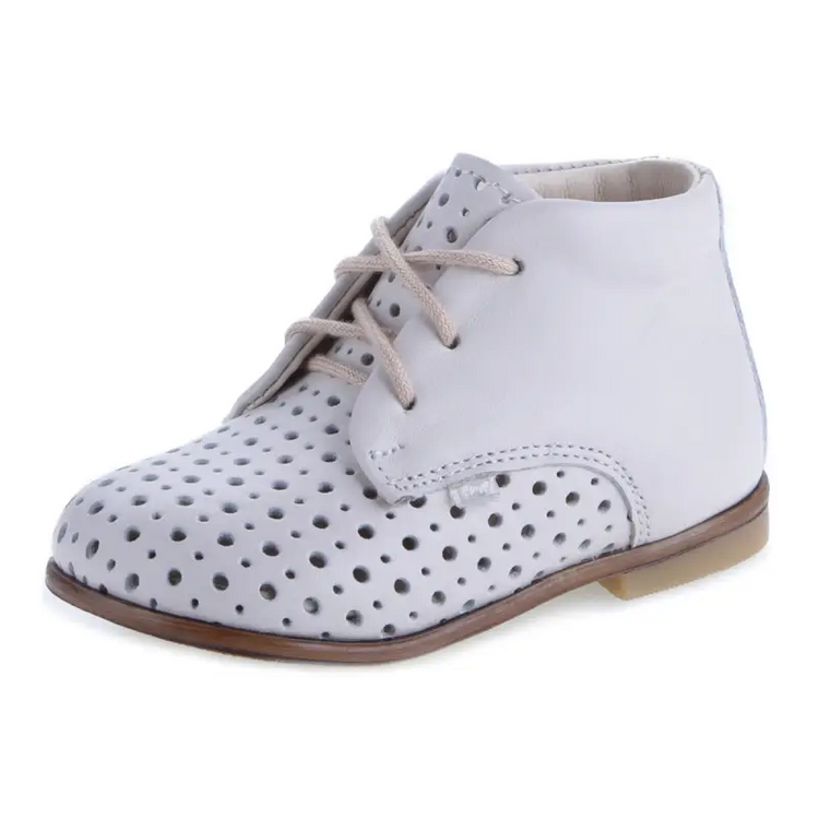 Emel White Perforated Lace Up First Walker E - FIRST WALKER