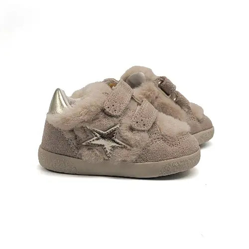 Falcotto Alnoite Fur Beige Velcro Sneaker - 20 - GIRLS