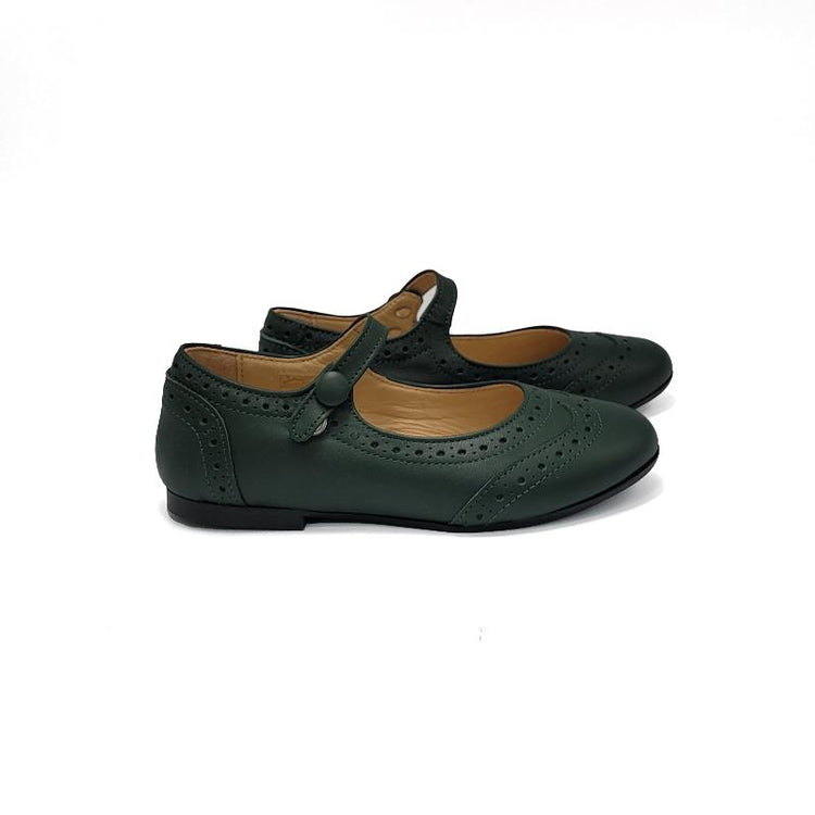 Brunellis-Forest-Green-Leather-Wingtip-Mary-Jane-GIRLS