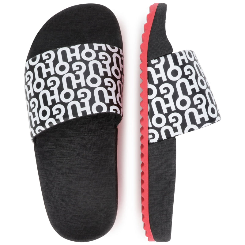 hugo-black-white-letters-slide-unisex