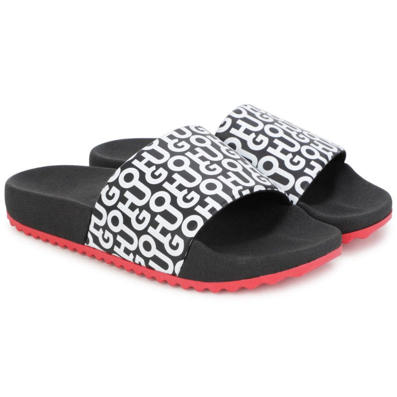 hugo-black-white-letters-slide-unisex