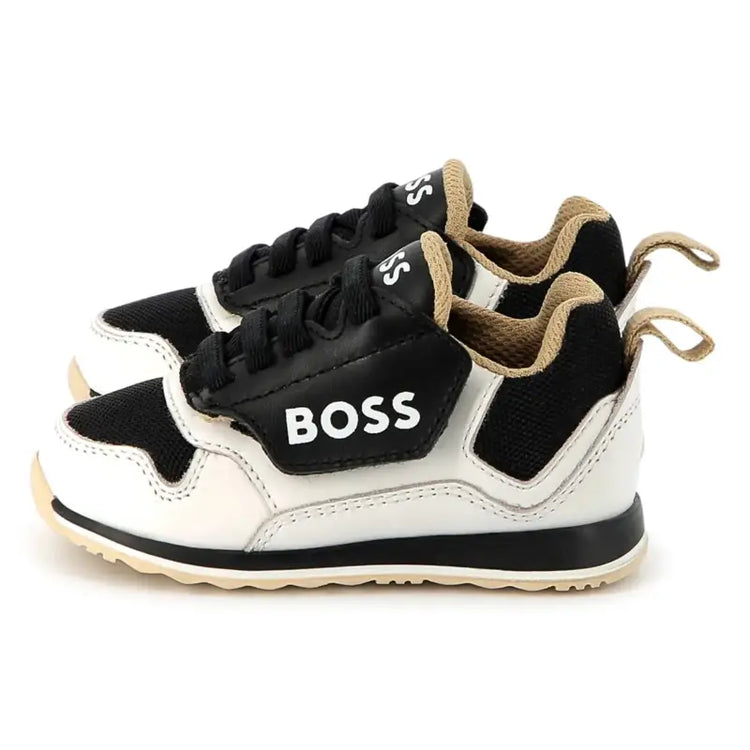 Hugo Boss Black White Velcro Sneaker J52166 - BOYS