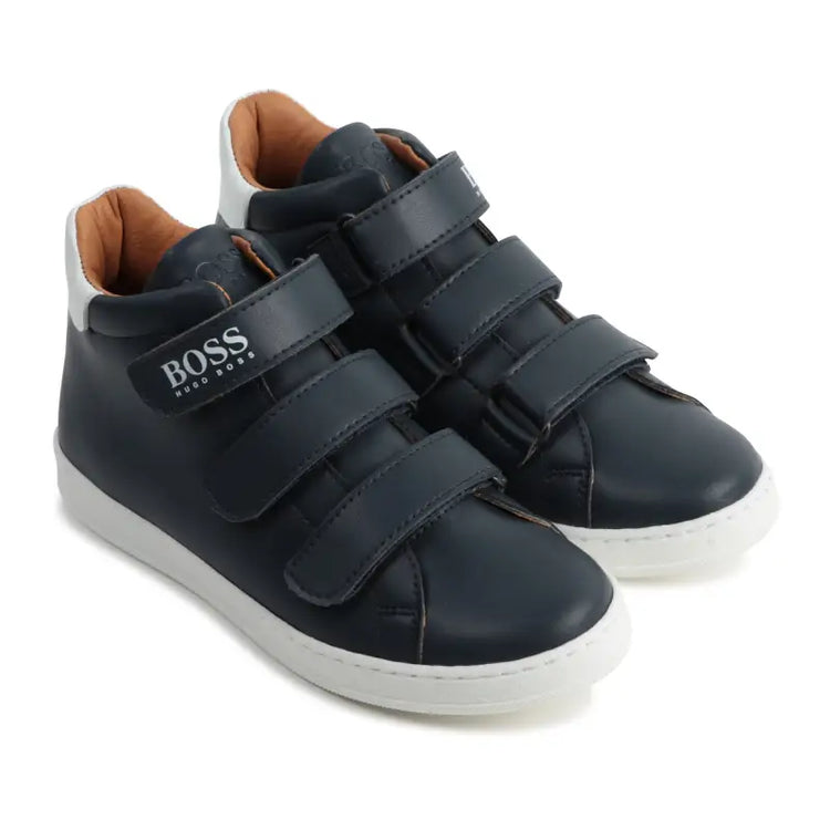 Hugo Boss Navy Blue High Top Velcro Trainers 9136 / 9220 - Boys