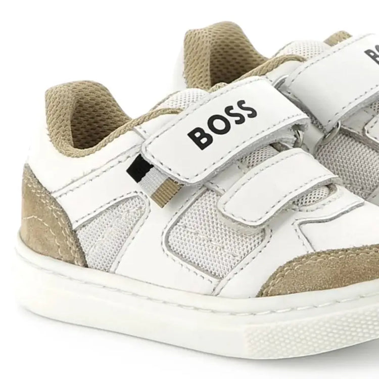 Hugo Boss White Camel Velcro Sneaker J52163 - BOYS