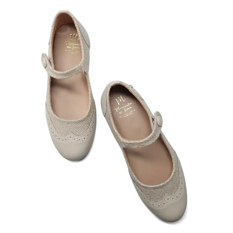 Manuela Beige Linen Mary Jane s3106 - GIRLS