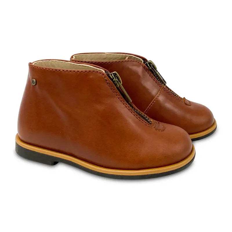 Manuela De Juan Cinnamon Brown Front Zipper Bootie SBOYS