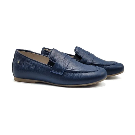 Manuela De Juan Navy Pebbled Smoking Shoe s3139 - BOYS