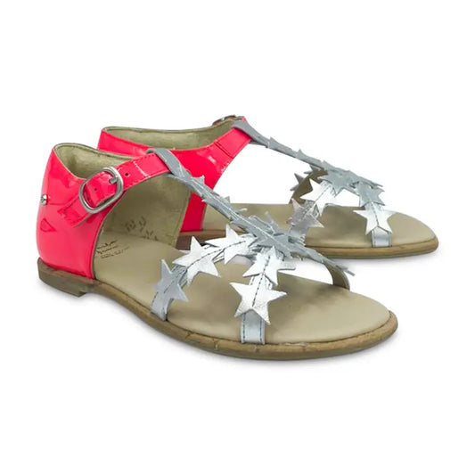 Manuela De Juan Neon Pink Silver Star Sandal S - GIRLS