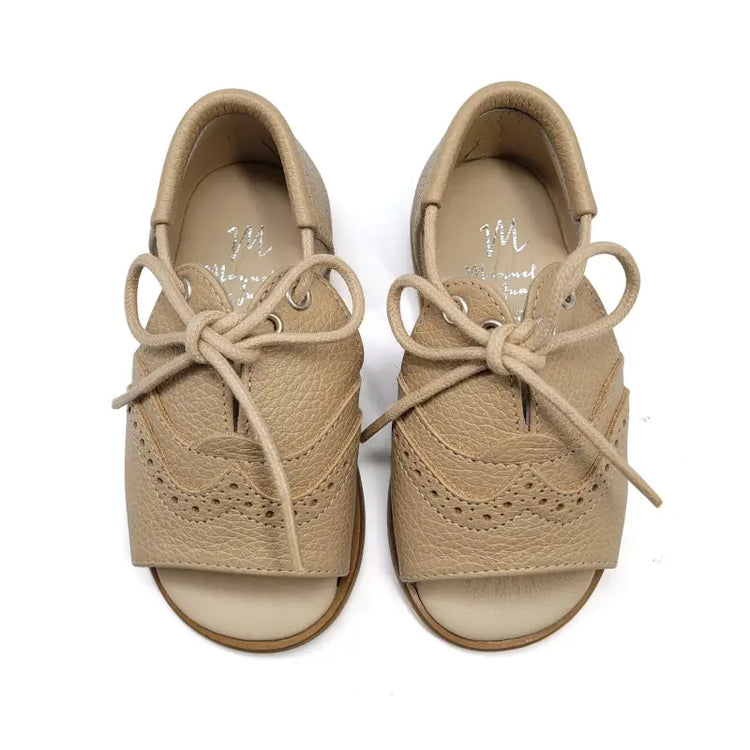 Manuela De Juan Taupe Pebbled Baby Sandal S3122 - BOYS