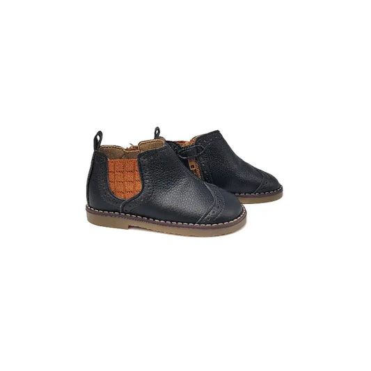 Maria Catalan Black & Camel Wingtip Baby Bootie - 20 - FIRST WALKER