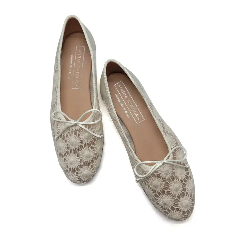 Maria Catalan Ivory lace Mesh High Cut Ballet Flat 700719 - GIRLS