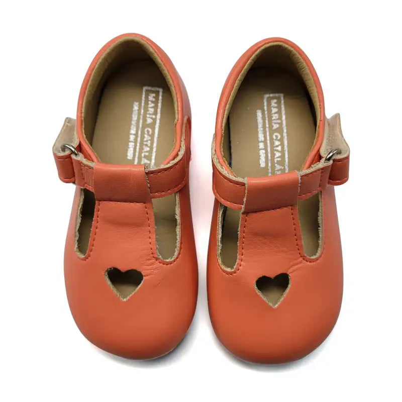 Maria Catalan Salmon Heart T-strap First Walker 720007 - GIRLS