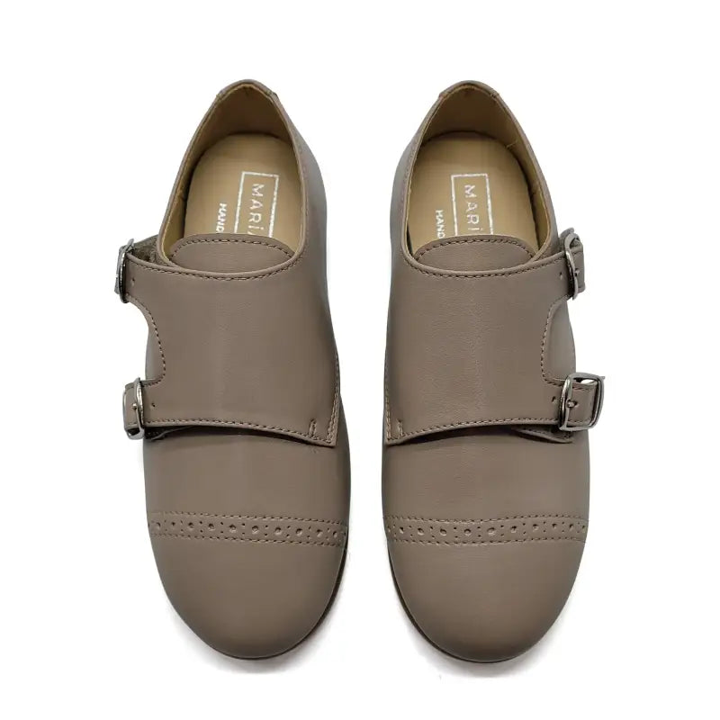 Maria Catalan Taupe Velcro Monk Strap Dress Shoe 605708 - BOYS