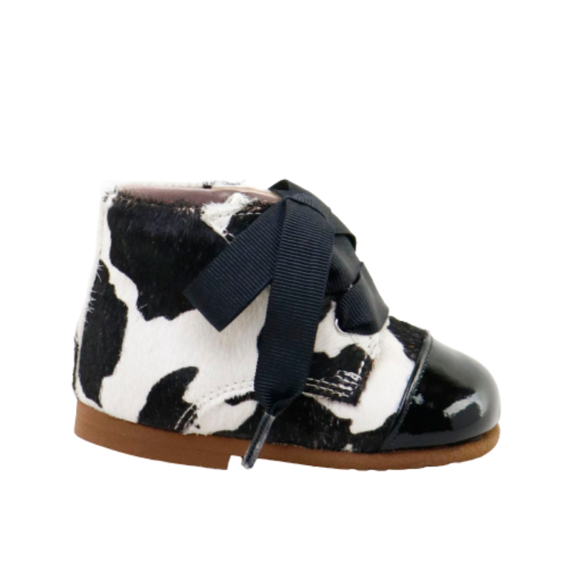 papanatas-cow-print-lace-up-bootie-first-walker