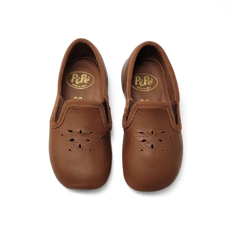 Pepe’ Cognac Imprint Slip On Loafer - GIRLS