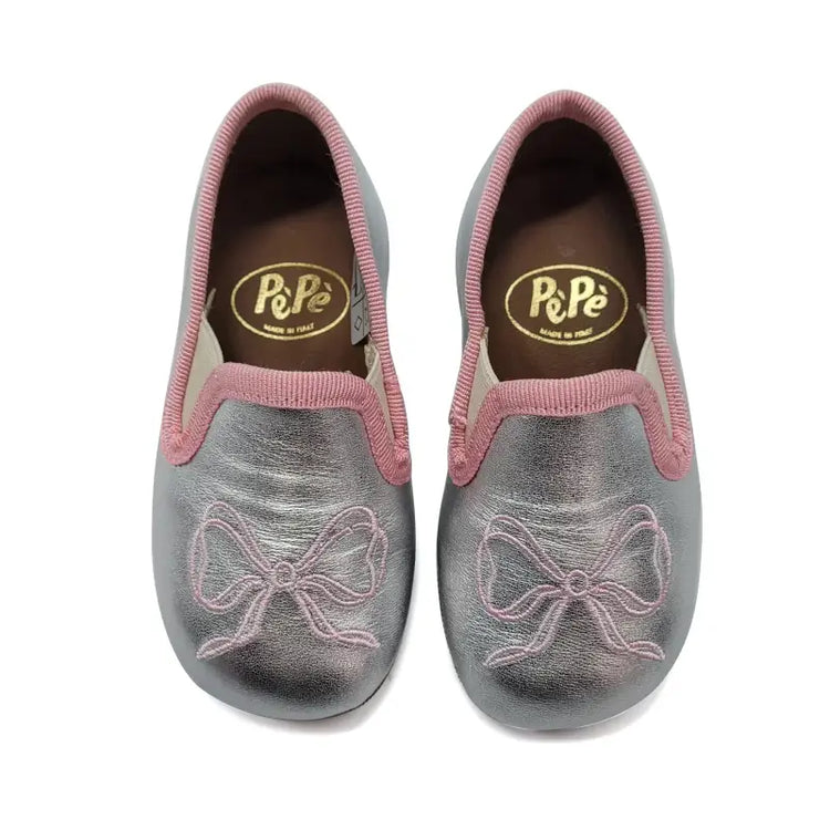 PEPE’ Pearl Pink Bow Soft Smoking Slip on 280 - GIRLS