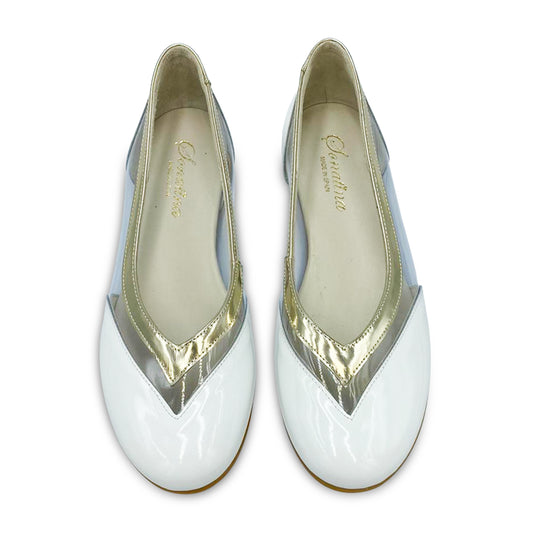 Sonatina Ice-21 White and Gold Ballet Slip on