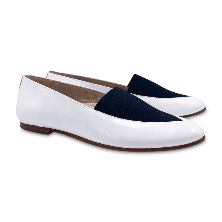 HOO White Patent Leather Elastic Slip on 2430