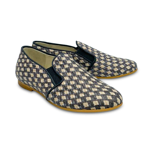 Sonatina David-21 Navy Basket Weave Smoking Slip On