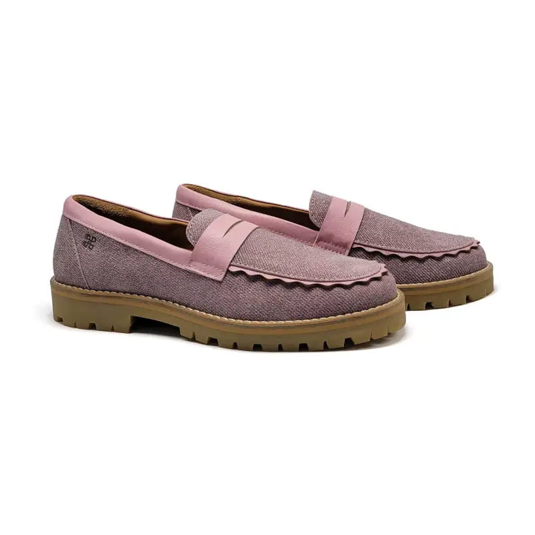 Porte Pink Denim Chunky Scalloped Penny Loafer 6305 - GIRLS