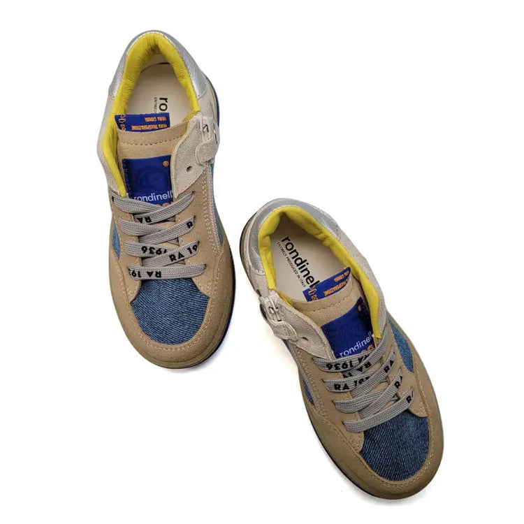 Rondinella Denim Tan Yellow Star Lace Sneaker 12266 - BOYS