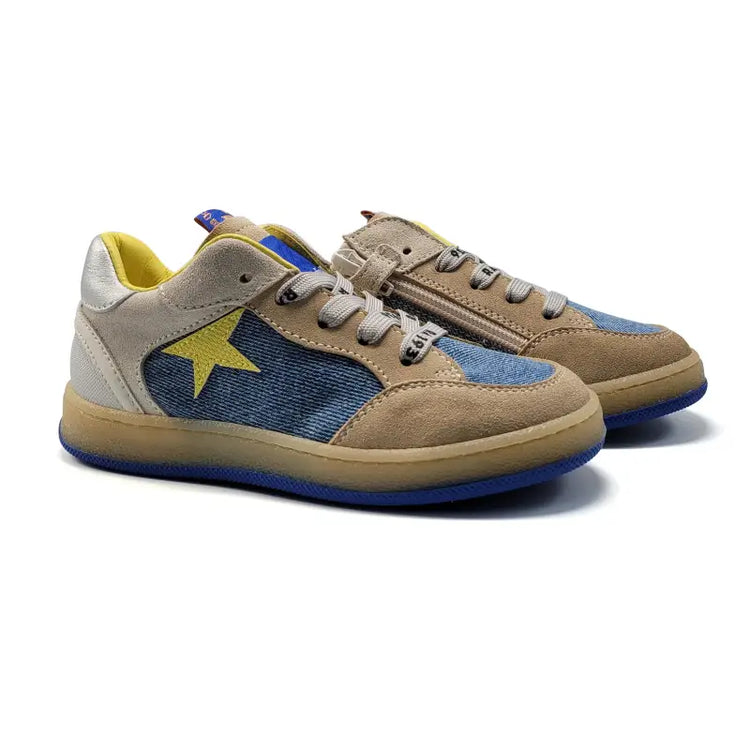 Rondinella Denim Tan Yellow Star Lace Sneaker 12266 - BOYS