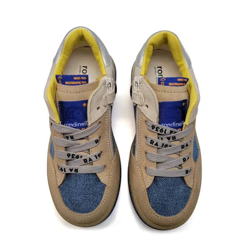 Rondinella Denim Tan Yellow Star Lace Sneaker 12266 - BOYS