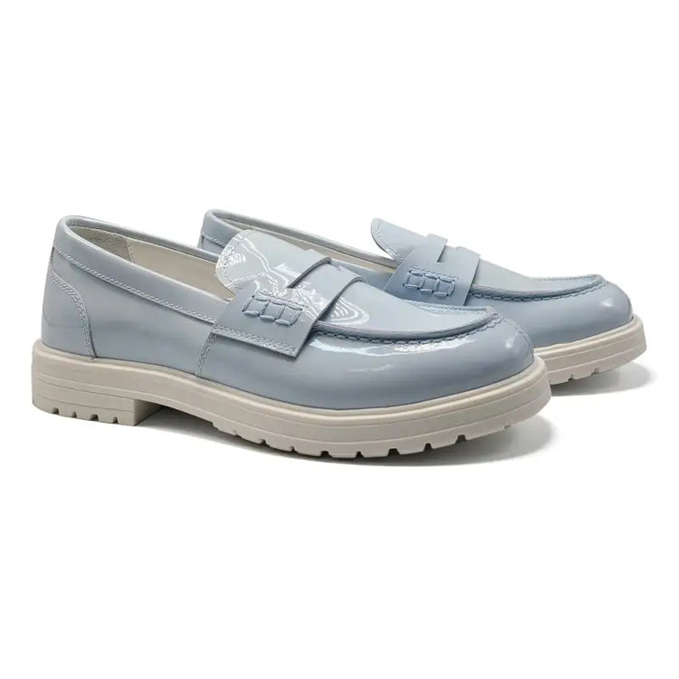 Rondinella Powder Blue Patent Chunky Loafer 12137 - GIRLS