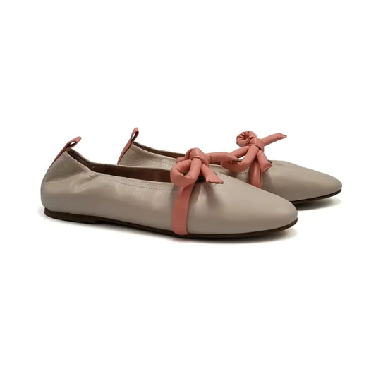 Ruth Secret Nude Peach Bow Ballet Flat 3690 - GIRLS