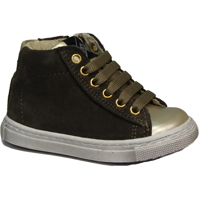 Shoe B 76 Olive High Top Side Zip Sneaker - GIRLS