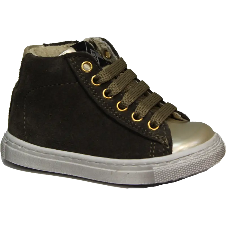 Shoe B 76 Olive High Top Side Zip Sneaker - GIRLS