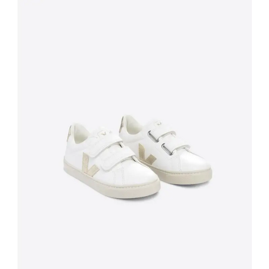 Veja White Platine Gold Velcro Sneaker V102 - 22 - GIRLS