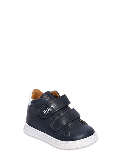 Hugo Boss Navy Blue High Top Velcro Trainers 9136 / 9220