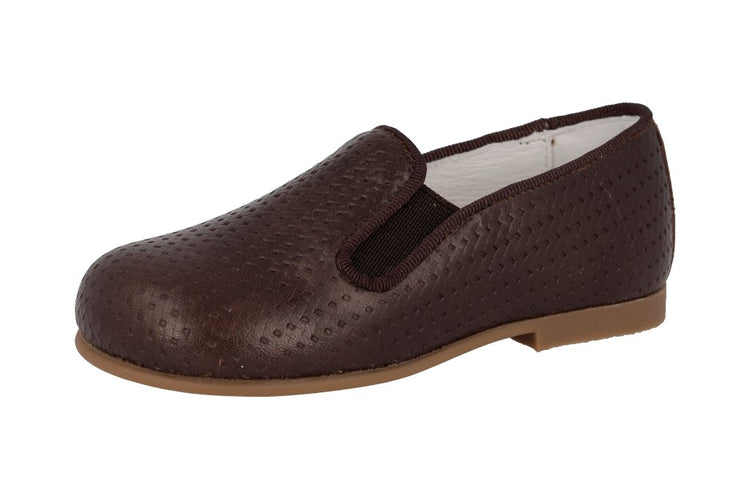 Andanines Perforated Dark Brown Leather Smoking Slip On 182447