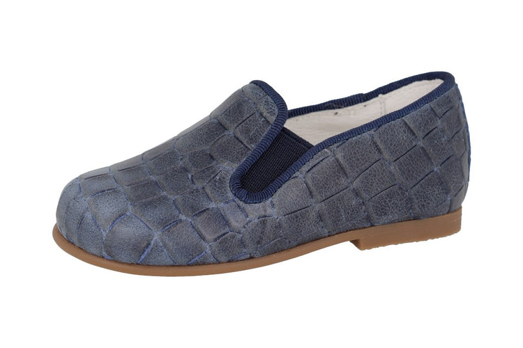 Andanines Navy Crocodile Print Smoking Slip On 182447