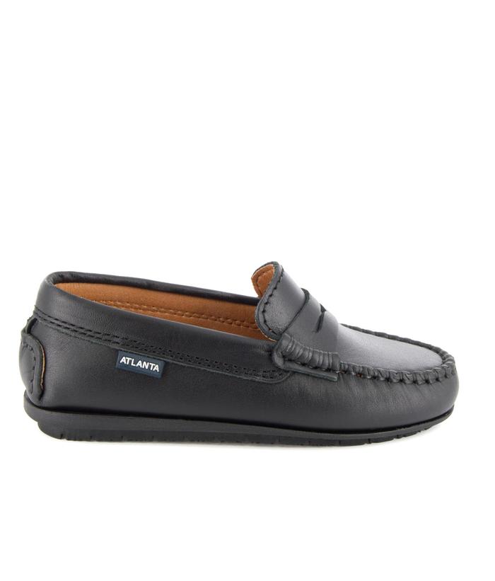 Atlanta Mocassin Black Leather Penny Loafer 032