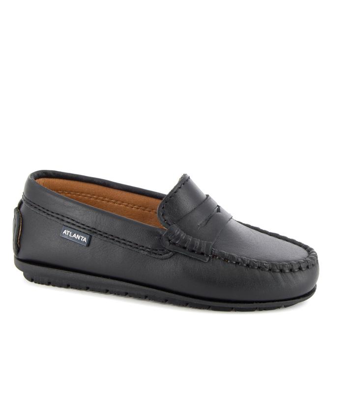 Atlanta Mocassin Black Leather Penny Loafer 032