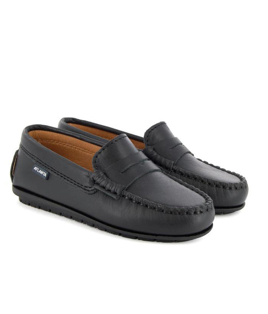 Atlanta Mocassin Black Leather Penny Loafer 032