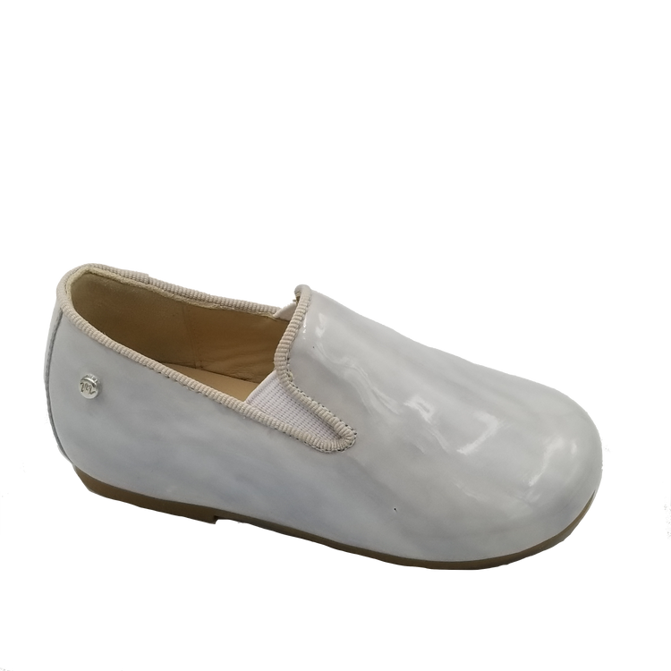 Manuela De Juan Grey Swirl Patent Leather Smoking Slip On