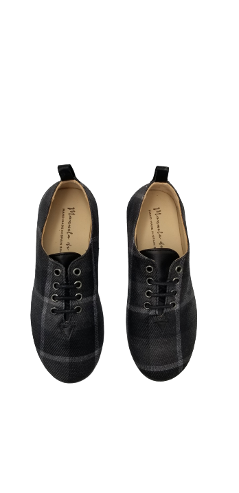 Manuela De Juan Black Thiago Checkered Slip On Lace Up S2709