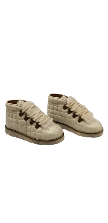 Pepe' ES X LS Off White Lace Up Quilted Fur High Top 818