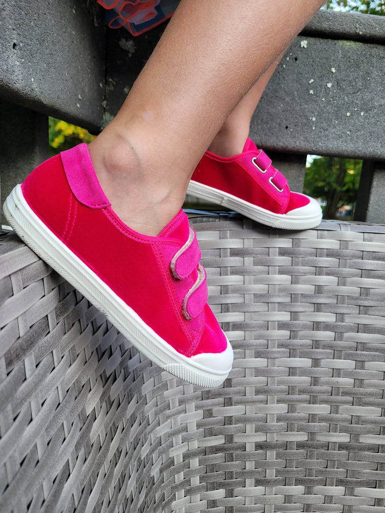 Pepe' Fuchsia Pink Velvet Velcro Sneaker