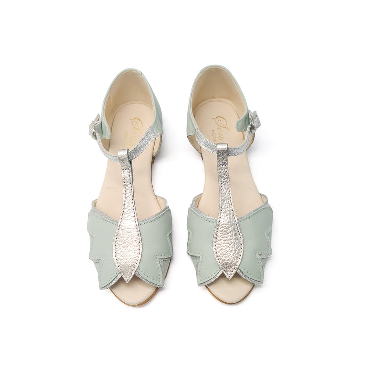 Sonatina Fiore Mint Silver Butterfly T-Strap Sandal