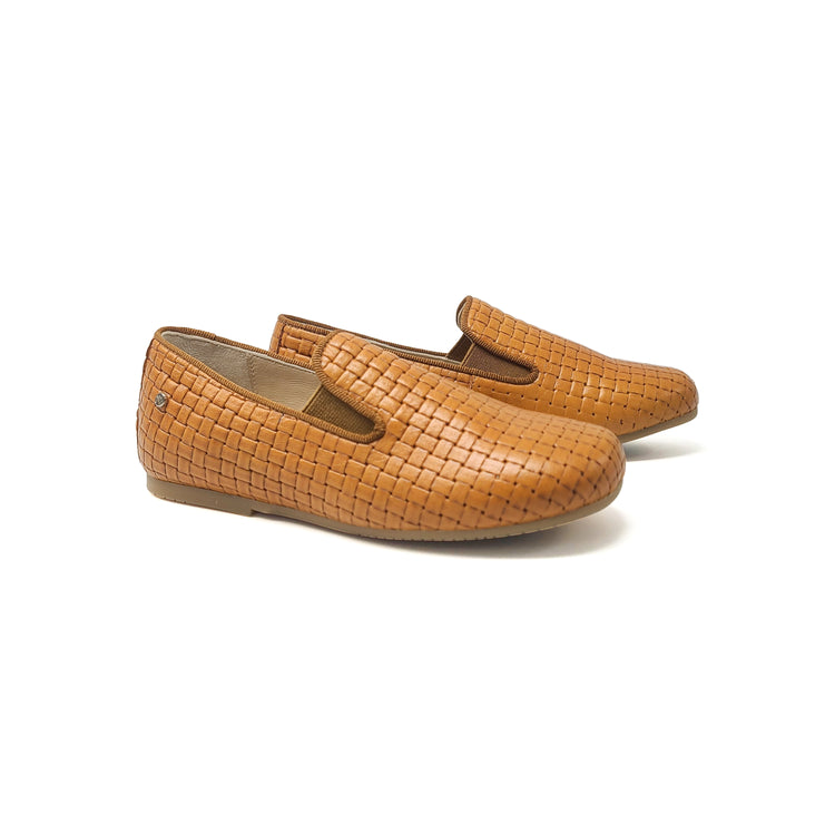 Manuela De Juan Cognac Basket Weave Smoking Shoe S2488