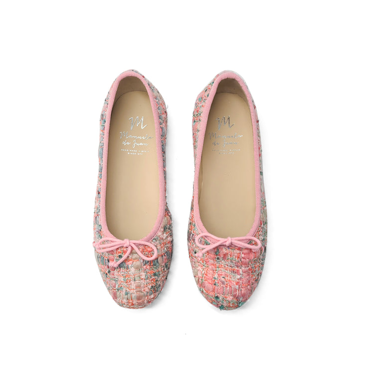 Manuela De Juan Chanel Pink Blue Tweed Ballet Flat S2373