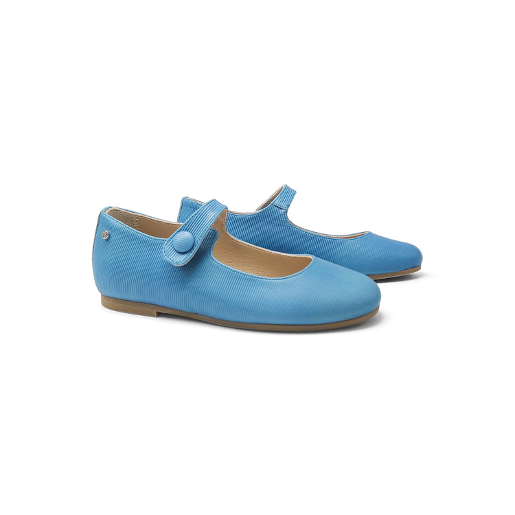 Manuela De Juan Sky Blue Ribbed Mary Jane S2970