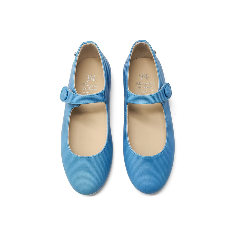 Manuela De Juan Sky Blue Ribbed Mary Jane S2970